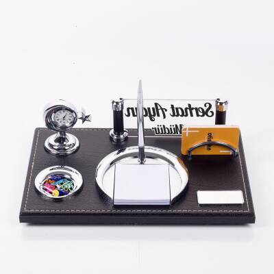 Sembol Türk Bayraklı Lüks Ofis Masaüstü İsimlik Seti İsimliği Asker Polis Masa üstü Kalemlik - 3