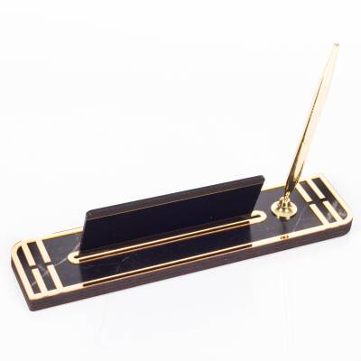 Sigma Gold Ahşap Masa İsimliği Kalemli İsimlik Masa Üstü Organizer Ekonomik Masa İsimliği Kalemlik - 3