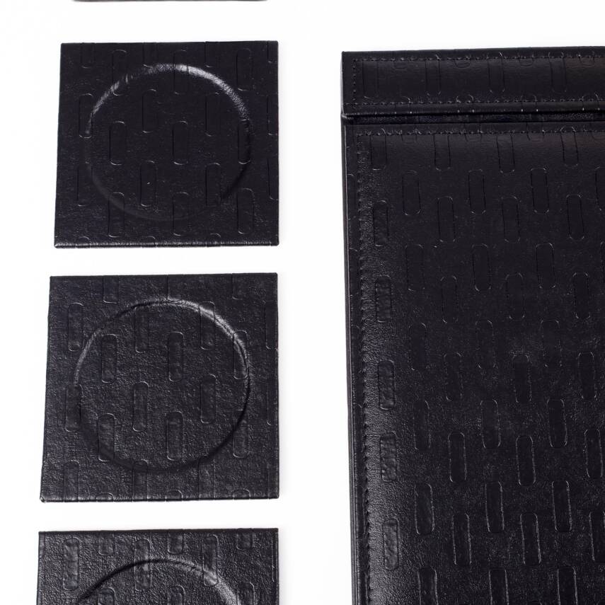 Siyah Hasır Sümen Takımı Elit Kristal Masa İsimliği Lüks Ofis Sümen Seti ve Masa İsimlik - 6