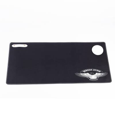 Taraftara Özel Siyah Beyaz Kartal ve İsim Baskılı Deri Masa Pedi Ev Masa Matı Sümen Takımı - 2