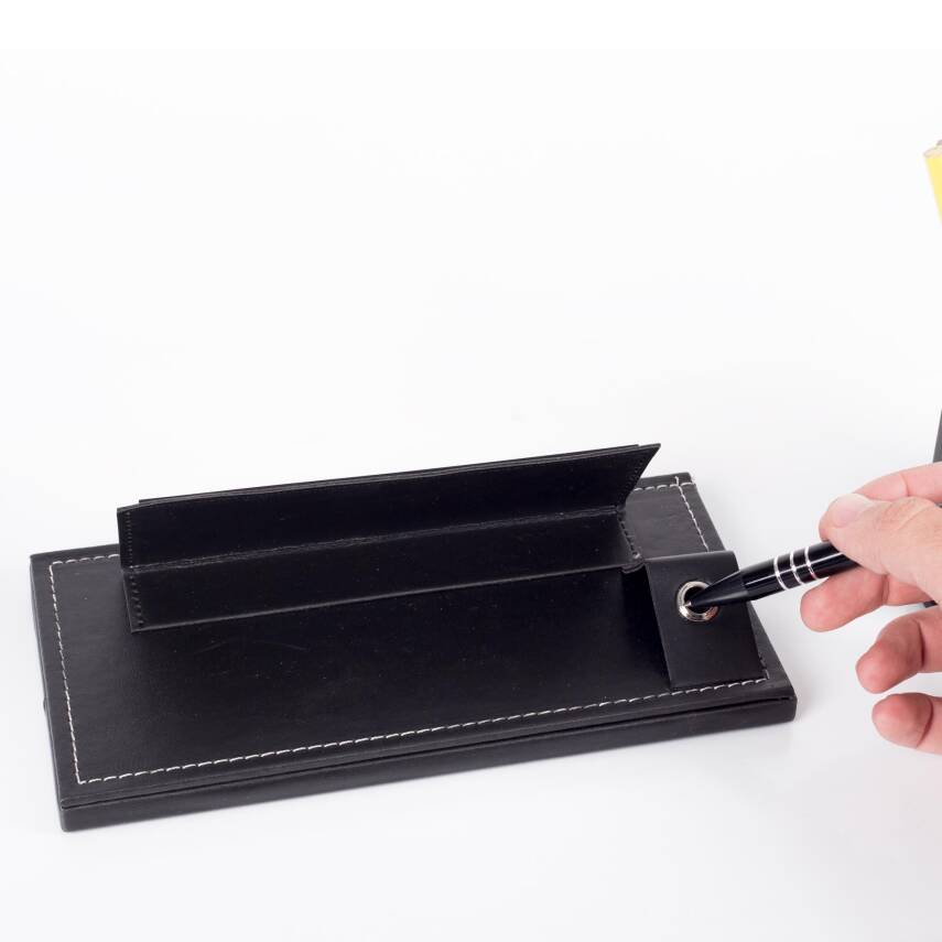 Terra Siyah Sümen Seti Sümen Takımı ve Masa İsimliği İsme Özel Kalemli Ofis Hediyesi Masa Takımı - 6