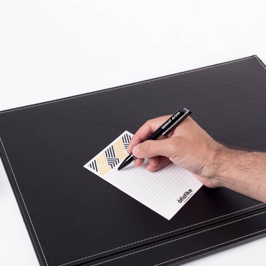 Terra Siyah Sümen Seti Sümen Takımı ve Masa İsimliği İsme Özel Kalemli Ofis Hediyesi Masa Takımı - 7