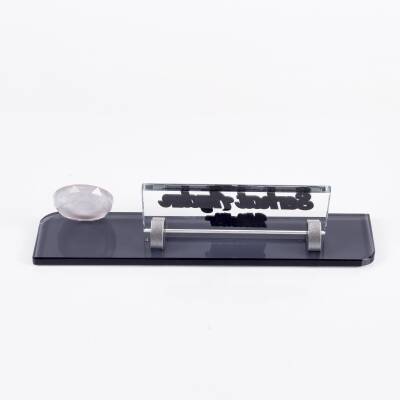 Türk Bayrağı Logolu Gümüş Maydos Masa İsimliği Kristal Ofis Masaüstü Kabartma İsimlik - 4