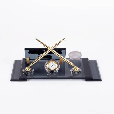 Türk Bayraklı Masa İsimliği Bayrak Logolu Elit Kristal Ofis Masaüstü İsimlik - 3