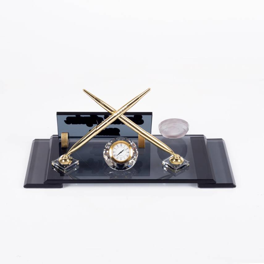 Türk Bayraklı Masa İsimliği Bayrak Logolu Elit Kristal Ofis Masaüstü İsimlik - 3