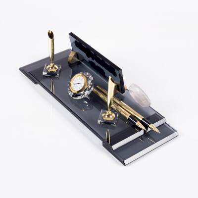 Türk Bayraklı Masa İsimliği Bayrak Logolu Elit Kristal Ofis Masaüstü İsimlik - 5