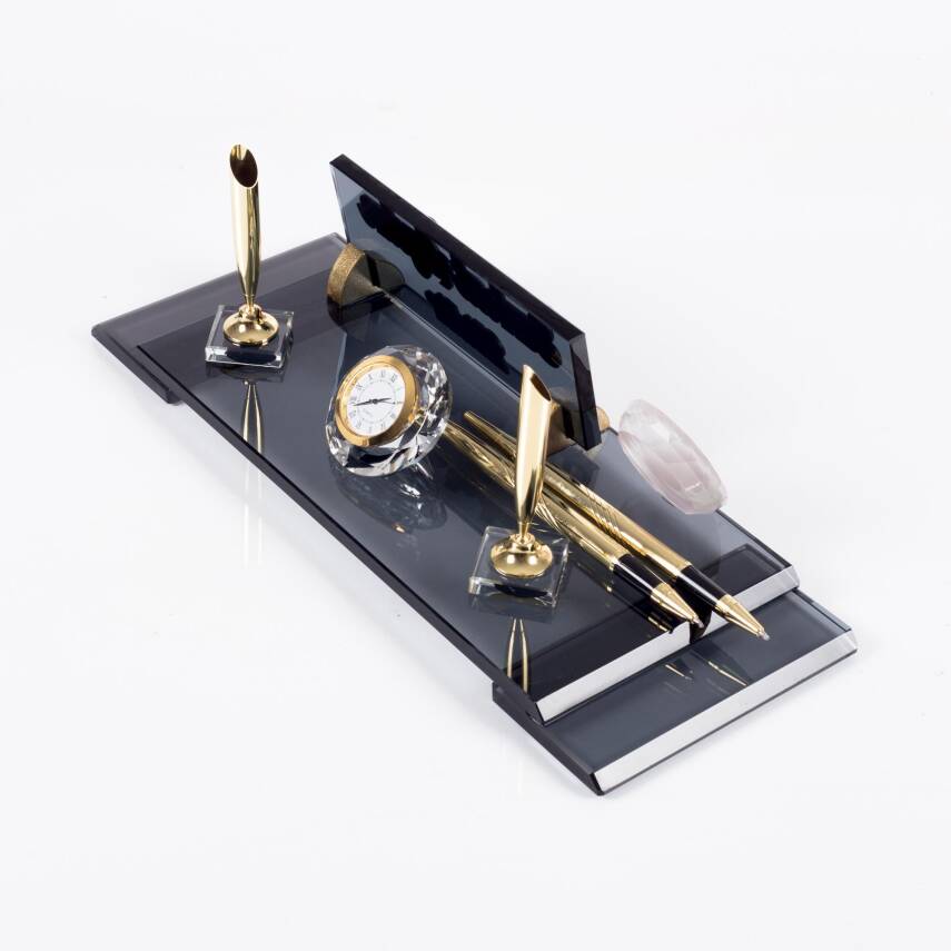 Türk Bayraklı Masa İsimliği Bayrak Logolu Elit Kristal Ofis Masaüstü İsimlik - 5