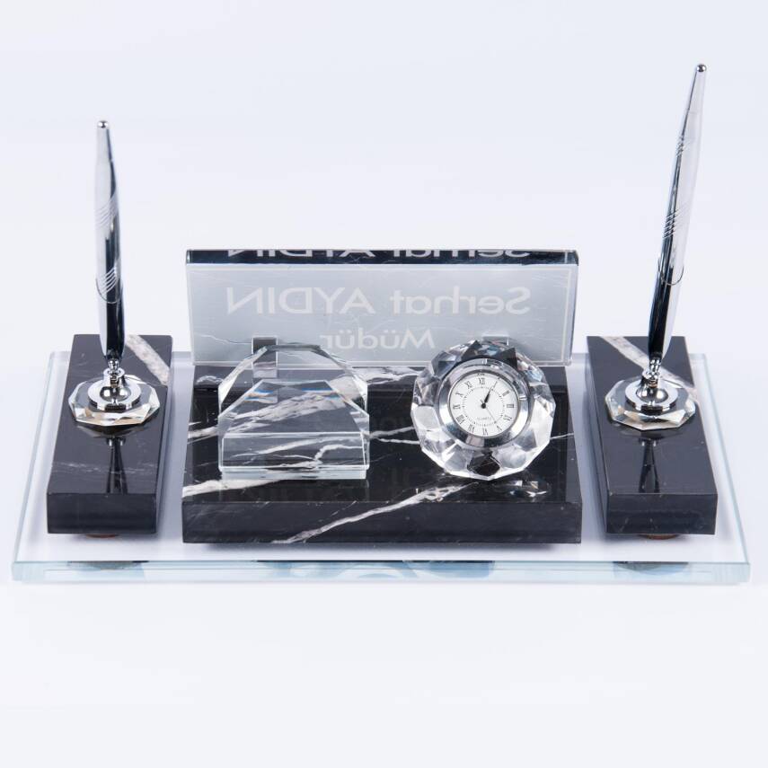 Velar Mermer İsimlik Siyah Premium Ofis Mermer Masa İsimliği - 5