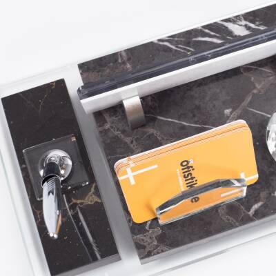 Velar Mermer İsimlik Siyah Premium Ofis Mermer Masa İsimliği - 7