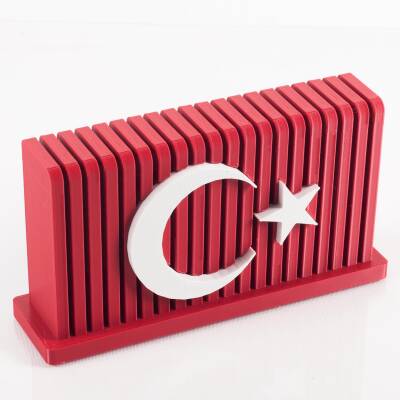 Vera Türk Bayraklı Gold Ahşap Masa İsimliği Seti Çizgi Desen Hediye Ofis Dekoratif Masaüstü İsimlik - 5