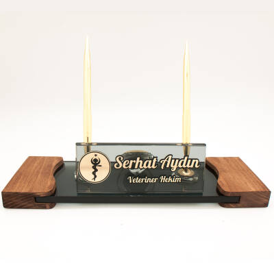 Veteriner Hekimlere Özel Kabartma Logolu Masif Masa İsimliği - 2