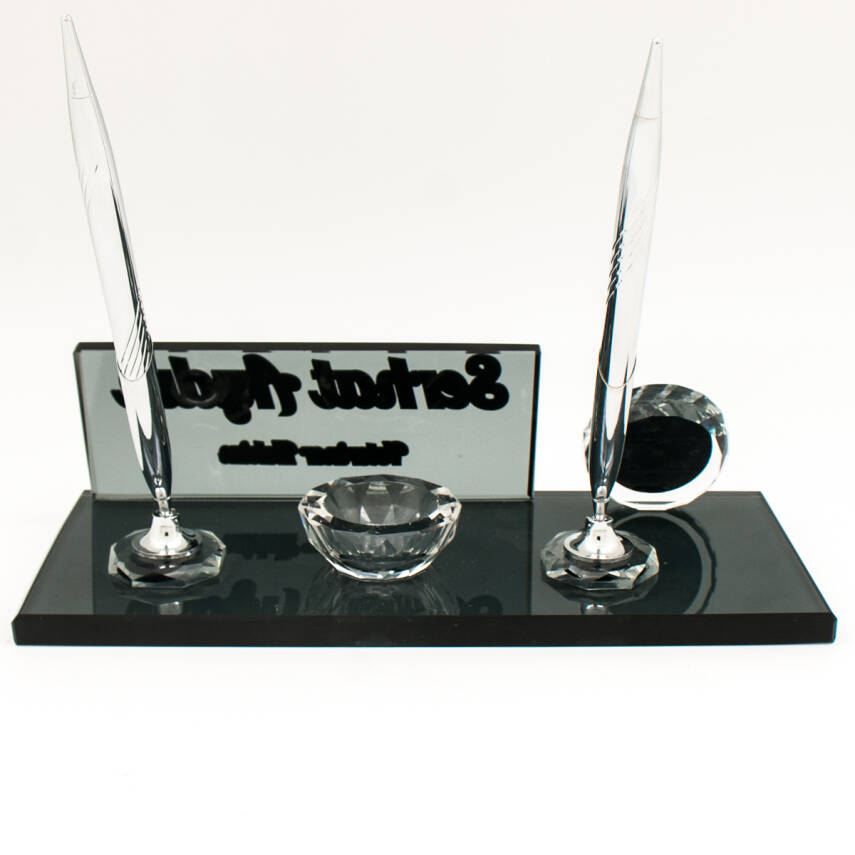 Veterinerlere Özel İsimlik Veteriner Logolu Kristal Masa İsimliği - 4